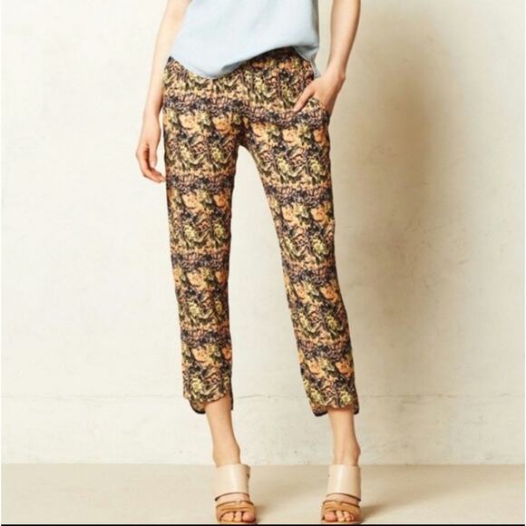 Anthropologie La Vi by Sam and Lavi Floral Crop Jogger Pant Boho Chic Casual XS - Picture 1 of 14